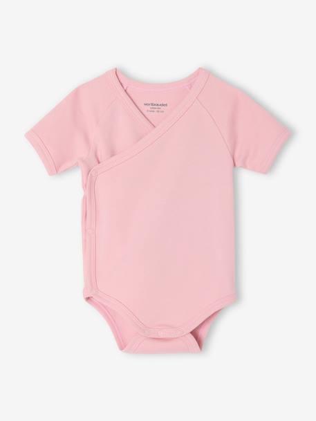 Pack of 3 short-sleeved baby bodysuits 'my little heart' rose 