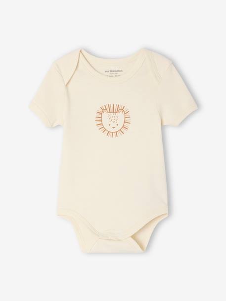 Pack of 3 short-sleeved Safari bodysuits camel 