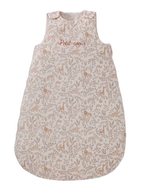 Sleeveless cotton gauze sleepbag, BABYLON printed beige 