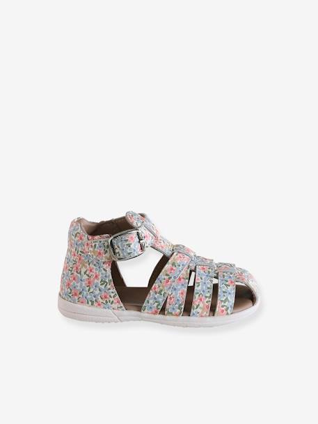 Leather Sandals for Baby Girls, Designed for First Steps fuchsia+iridescent beige+printed white 