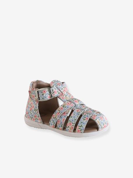 Leather Sandals for Baby Girls, Designed for First Steps fuchsia+iridescent beige+printed white 