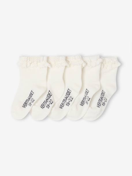 Pack of 5 Pairs of Socks for Baby Girls clay beige+ecru 