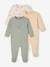 Pack of 3 Basics sleepsuits green+grey green+striped violet 