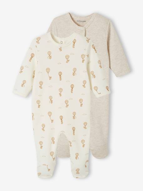 Pack of 2 hot air balloon sleepsuits marl beige 