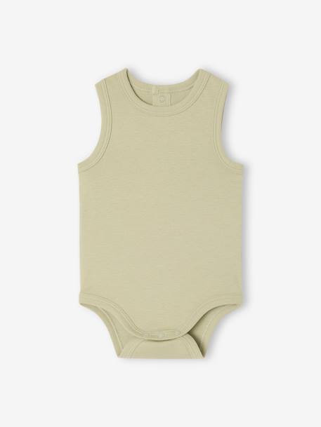 5 pack of sleeveless baby bodysuits sage green 