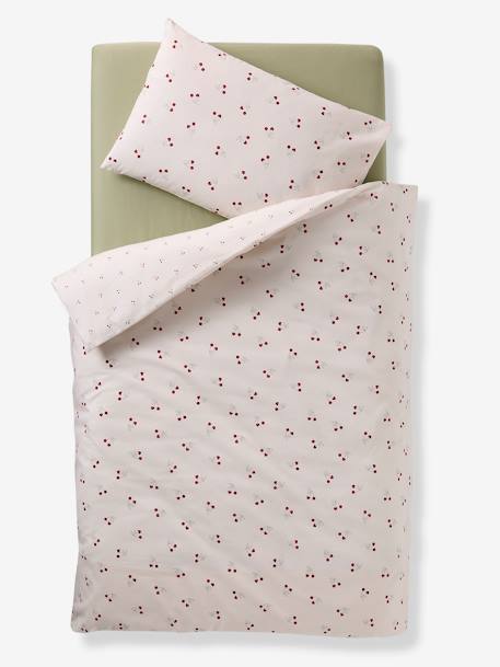 Cherry baby duvet cover and pillowcase set printed beige 