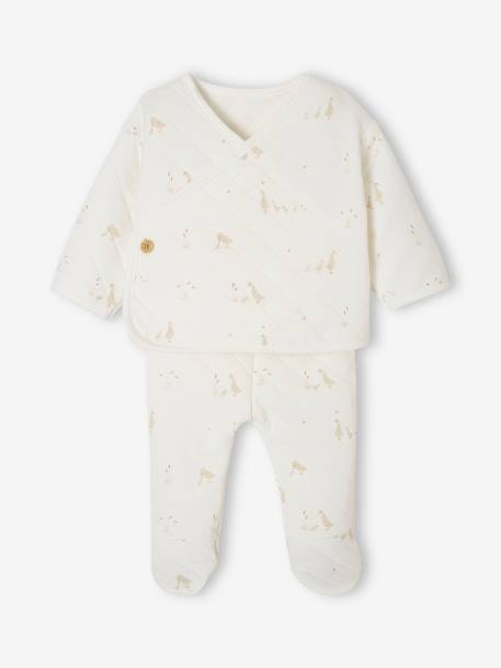 Goose print newborn outfit ecru 