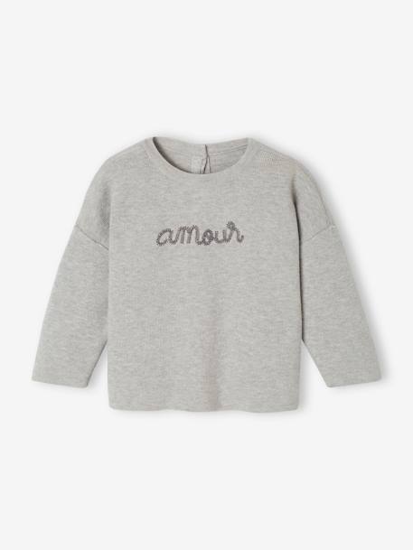 Baby jumper 'love' marl grey 