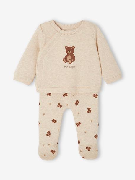 Bear sleepsuit set marl beige 