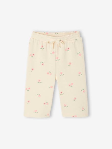 Wide Leg Trousers with Floral Motifs for Babies vanilla 