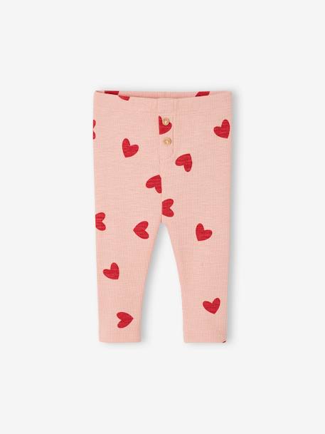 Plain Rib Knit Leggings for Babies printed beige+rose+sage green 