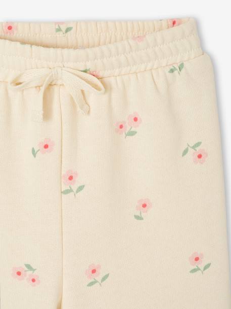 Wide Leg Trousers with Floral Motifs for Babies vanilla 