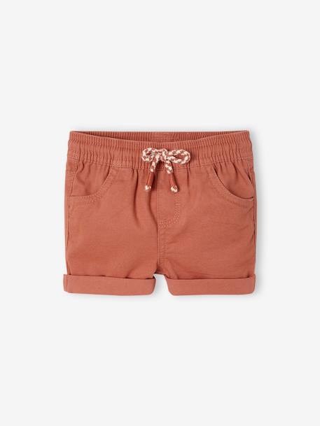 Twill Shorts with Elasticated Waistband, for Baby Boys beige+Brown+Grey Anthracite+terracotta 