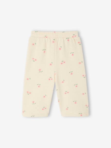 Wide Leg Trousers with Floral Motifs for Babies vanilla 