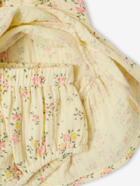 Floral dress and bloomers set for newborn pale yellow 