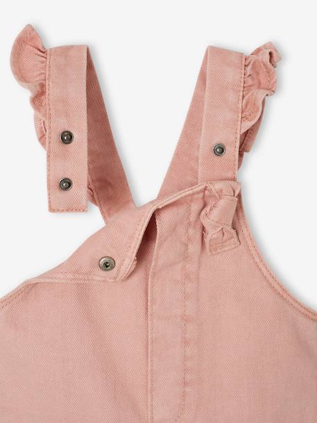 Twill Dungarees with Ruffles, for Babies lilac+rosy 