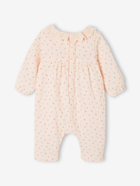 Jumpsuit for Baby, in Cotton Gauze cappuccino+pale pink+White 