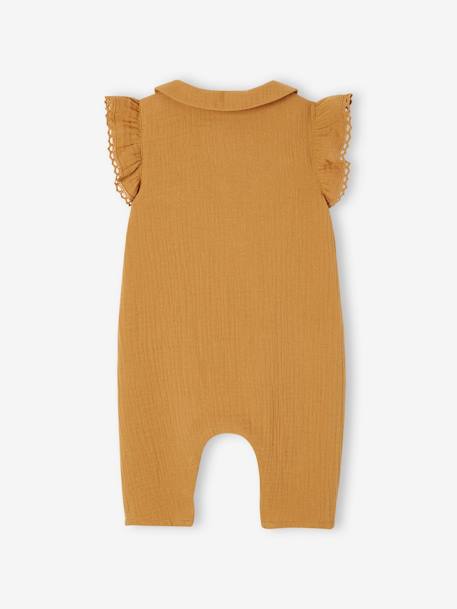 Cotton Gauze Jumpsuit for Babies caramel+sage green+terracotta 