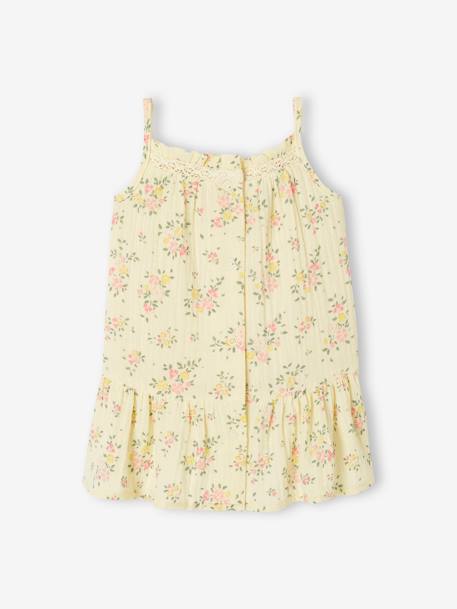 Floral dress and bloomers set for newborn pale yellow 