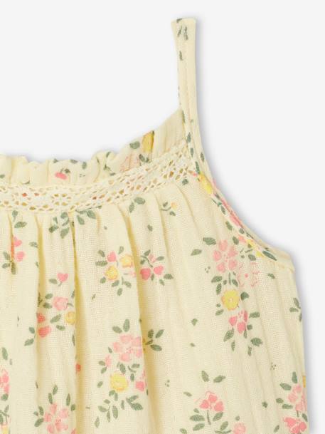 Floral dress and bloomers set for newborn pale yellow 