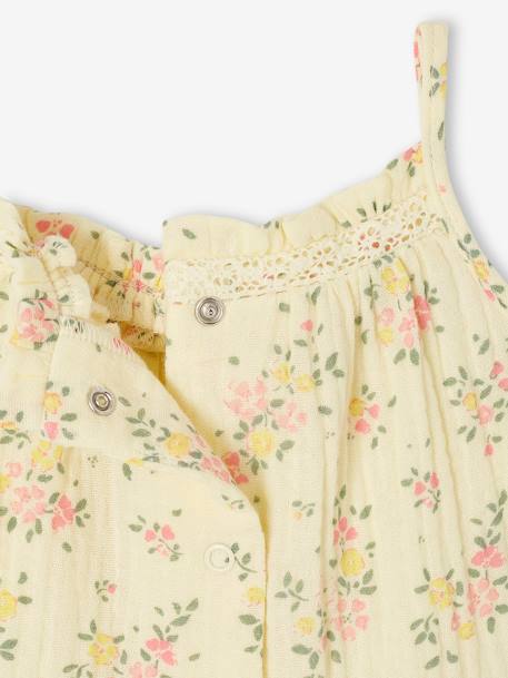 Floral dress and bloomers set for newborn pale yellow 