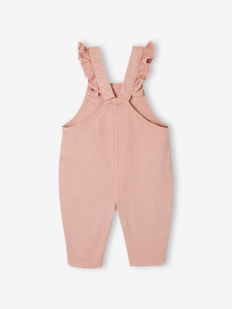 Twill Dungarees with Ruffles, for Babies lilac+rosy 