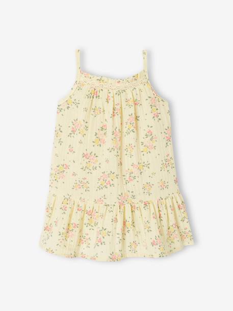 Floral dress and bloomers set for newborn pale yellow 