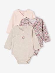 Pack of 3 Long Sleeve Bodysuits in Organic Cotton for Newborn Babies