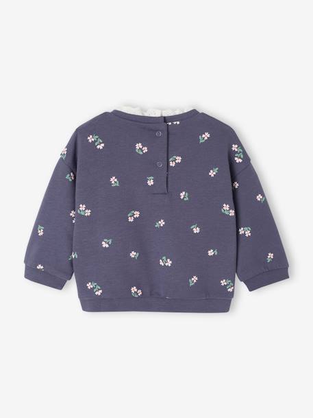 Sweatshirt with Broderie Anglaise Collar for Babies navy blue+rosy 