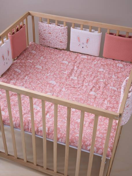 Cot/Playpen Bumper, In the Woods old rose+sage green 