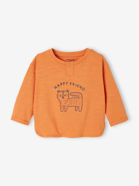 Long Sleeve 'Lion' Top for Babies ecru+rust 