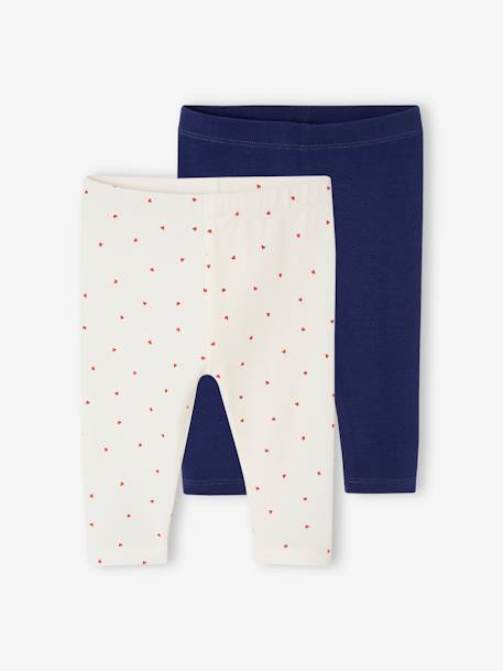 Pack of 2 Basics baby leggings navy blue+sage green 