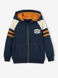 Boys-Boys' sporty zip-up hooded sweatshirt with raglan sleeves