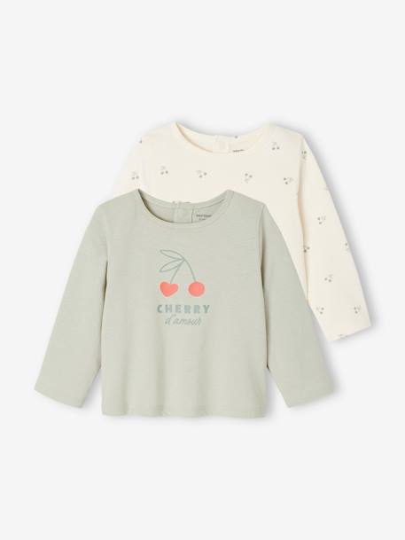 Pack of 2 long-sleeved baby t-shirts - BASICS rosy+sage green 