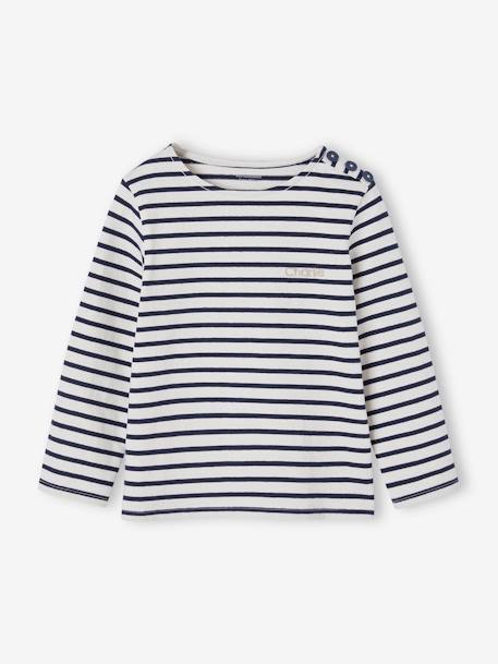 Sailor-Like Top, Long Sleeves, for Girls striped blue+striped grey+striped red 