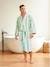 Striped Bath Robe for Adults, TRANSAT, Family Capsule Collection, with Recycled Cotton striped green+striped pink 