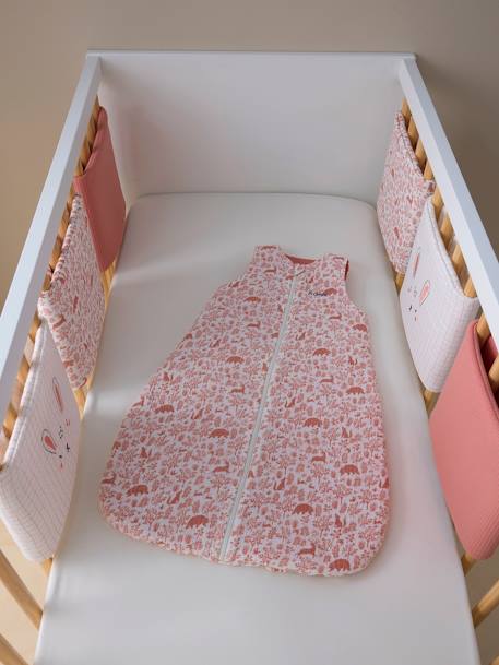 Sleeveless Baby Sleeping Bag with Middle Opening, In the Woods old rose+printed green 