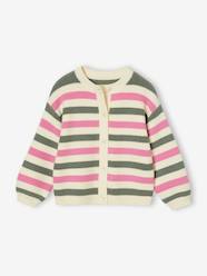 Girls-Striped Cardigan in Shimmery Rib Knit for Girls