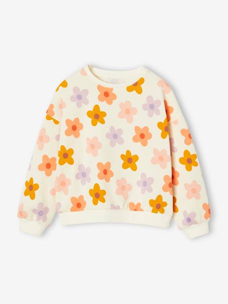 Sweatshirt with Fancy Motifs for Girls grey green+red+rose+vanilla 