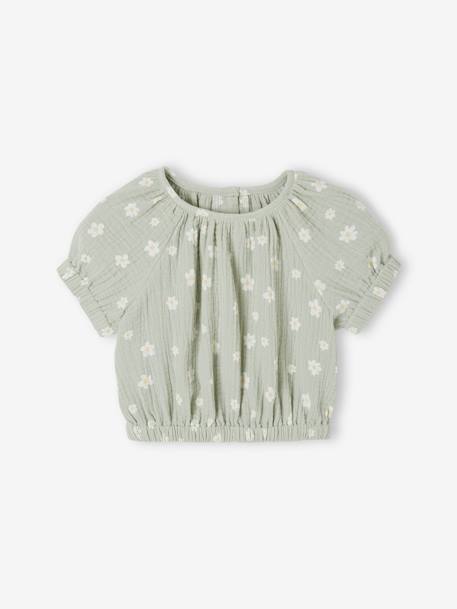 Printed baby blouse grey green 