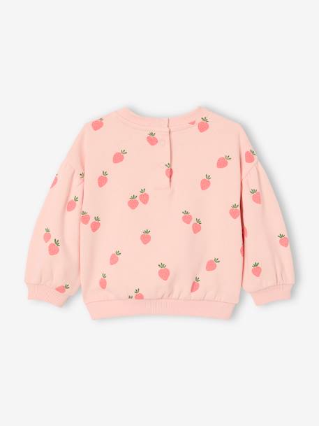 Printed Sweatshirt in Fleece, for Babies ecru+rose 