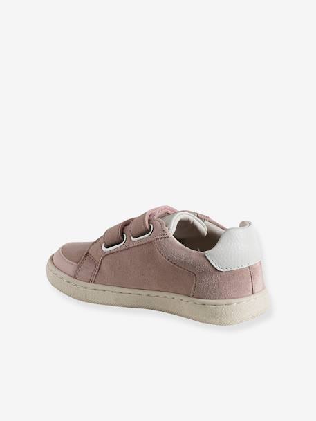 Leather Trainers with Hook-&-Loop Straps for Children, Designed for Autonomy pale pink 