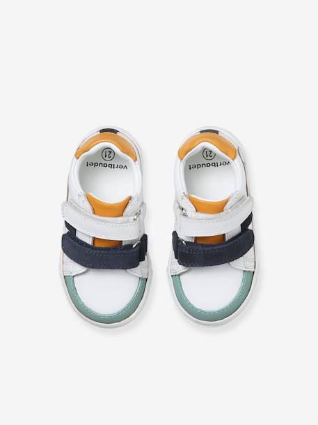 Hook&Loop Leather Trainers for Babies ecru+set white 