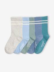 Boys-Pack of 5 Pairs of Striped Rib Knit Socks for Boys