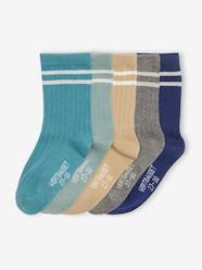 Boys-Pack of 5 Pairs of Striped Rib Knit Socks for Boys