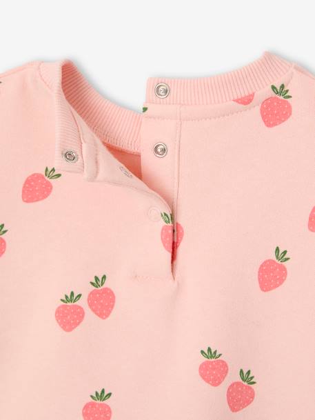 Printed Sweatshirt in Fleece, for Babies ecru+rose 