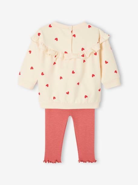 Ruffled Sweatshirt + Leggings Combo for Babies caramel+ecru+fuchsia 