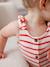 Knitted-Effect Jersey Knit Playsuit for Babies striped red 