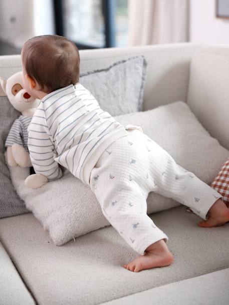 Sweatshirt & Trousers Combo for Babies 6308+ecru+marl beige+rose 