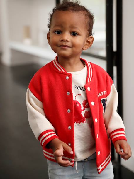 College-Style Jacket in Fleece for Babies red 